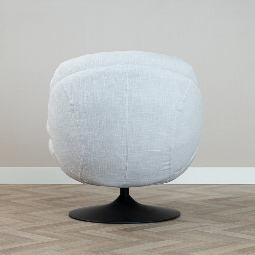 Sessel mit Hocker Isobel Leinen drehbar Off white