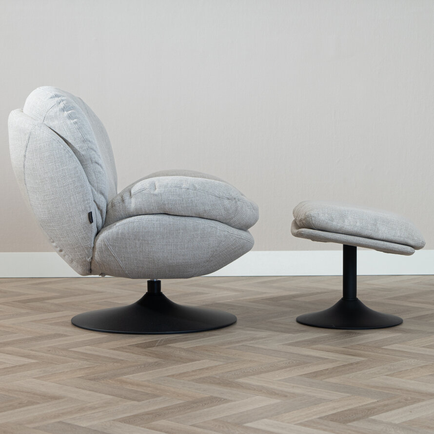Sessel mit Hocker Isobel Leinen drehbar taupe