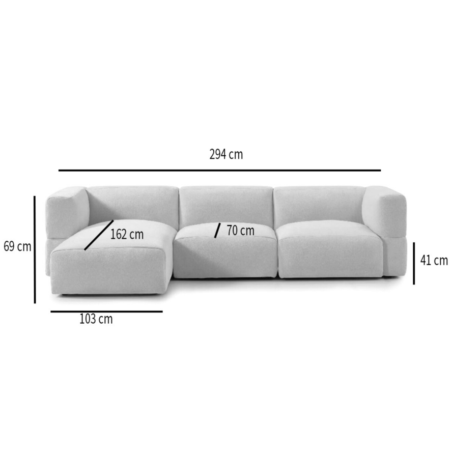 Sofa 3-Sitzer Karla Stoff taupe links