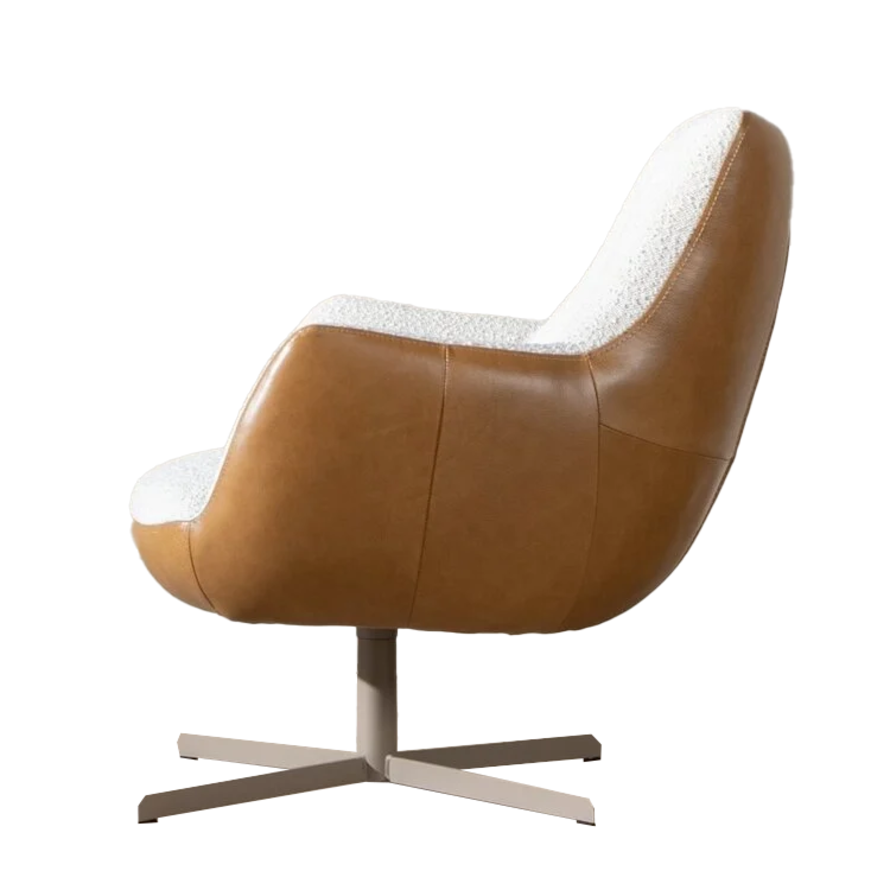 Sessel Stella Bouclé / Leder drehbar beige