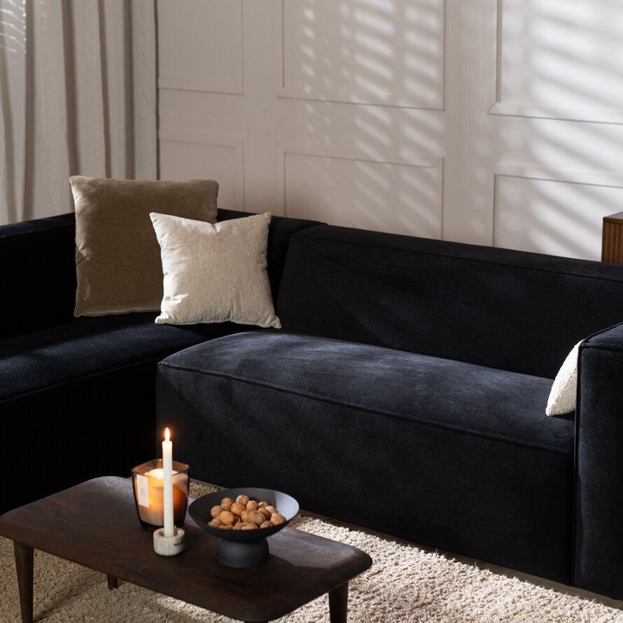 Ecksofa Memphis Samt schwarz links