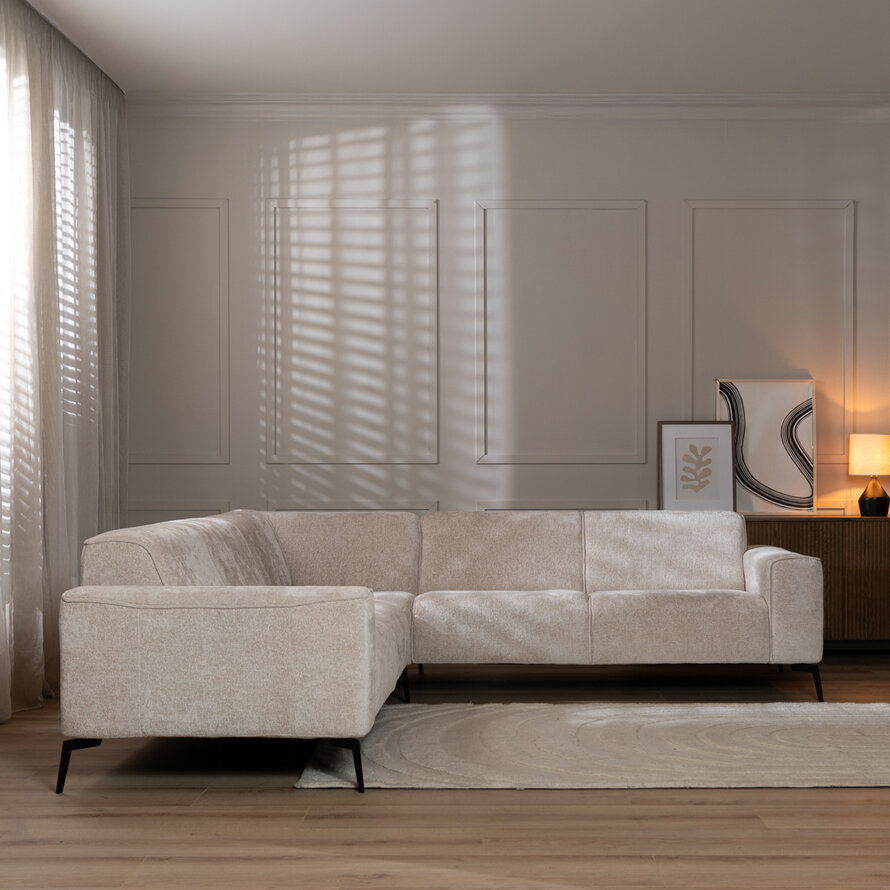 Ecksofa Vegas Chenille weiß links/rechts