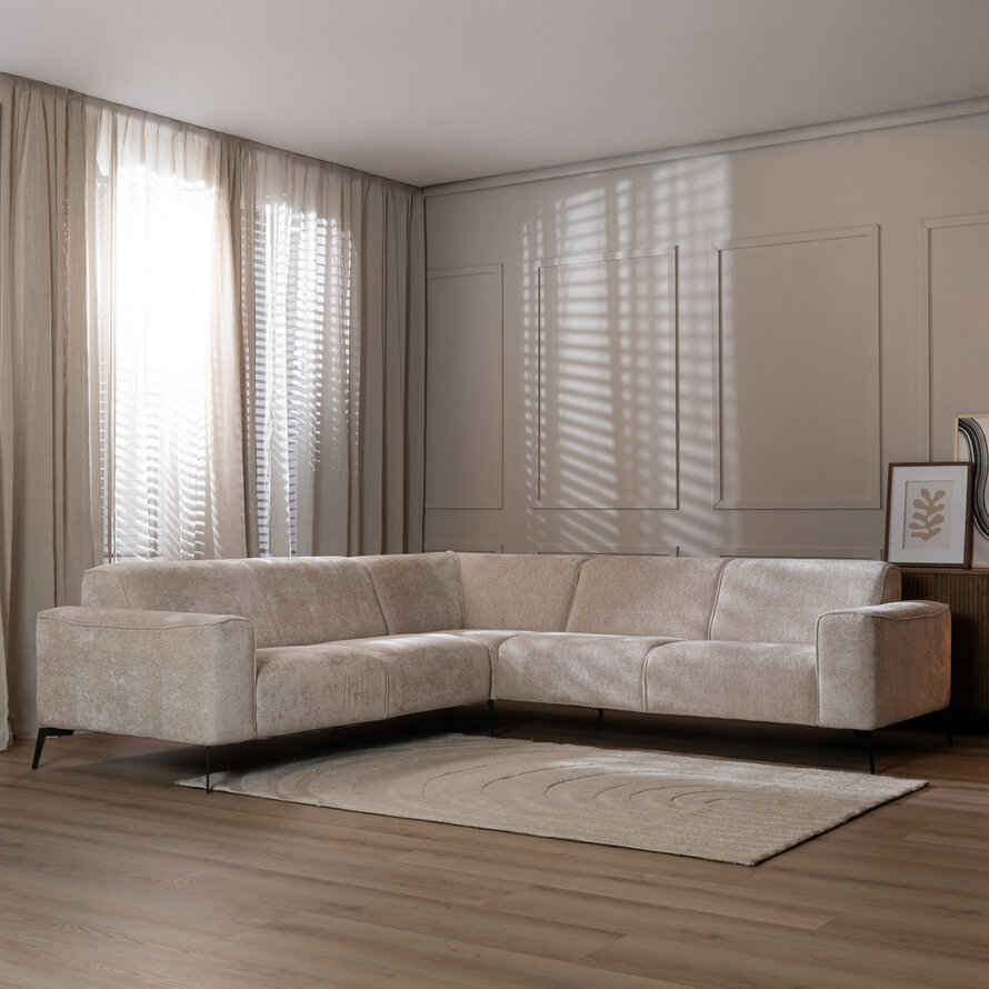 Ecksofa Vegas Chenille weiß links/rechts