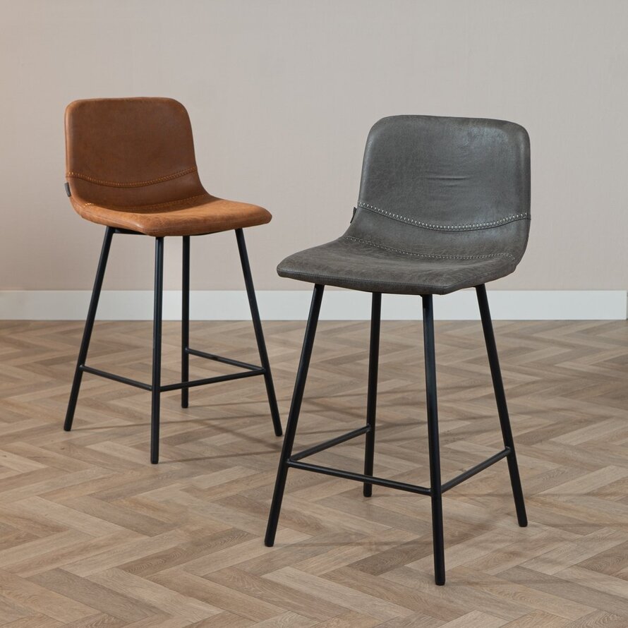 Gastro Barhocker Leder Mikky anthrazit 68-79 cm