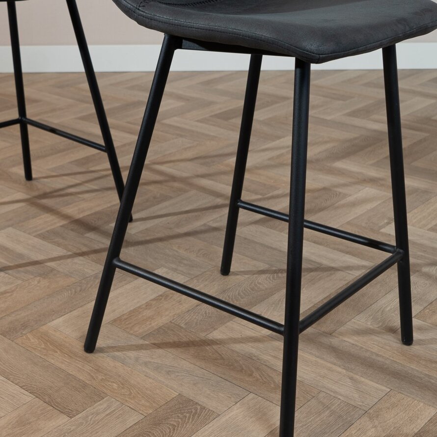 Gastro Barhocker Leder Mikky schwarz 68-79 cm
