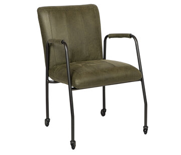 Bronx71 Polsterstuhl Mila auf Rollen Eco-Leder olivgrün
