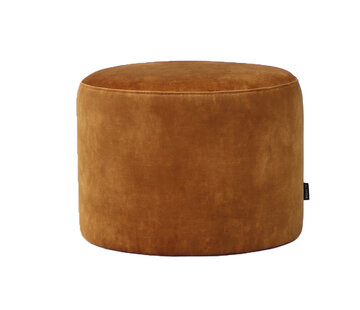 Bronx71 Samt Hocker Beau rund ockergelb/cognac