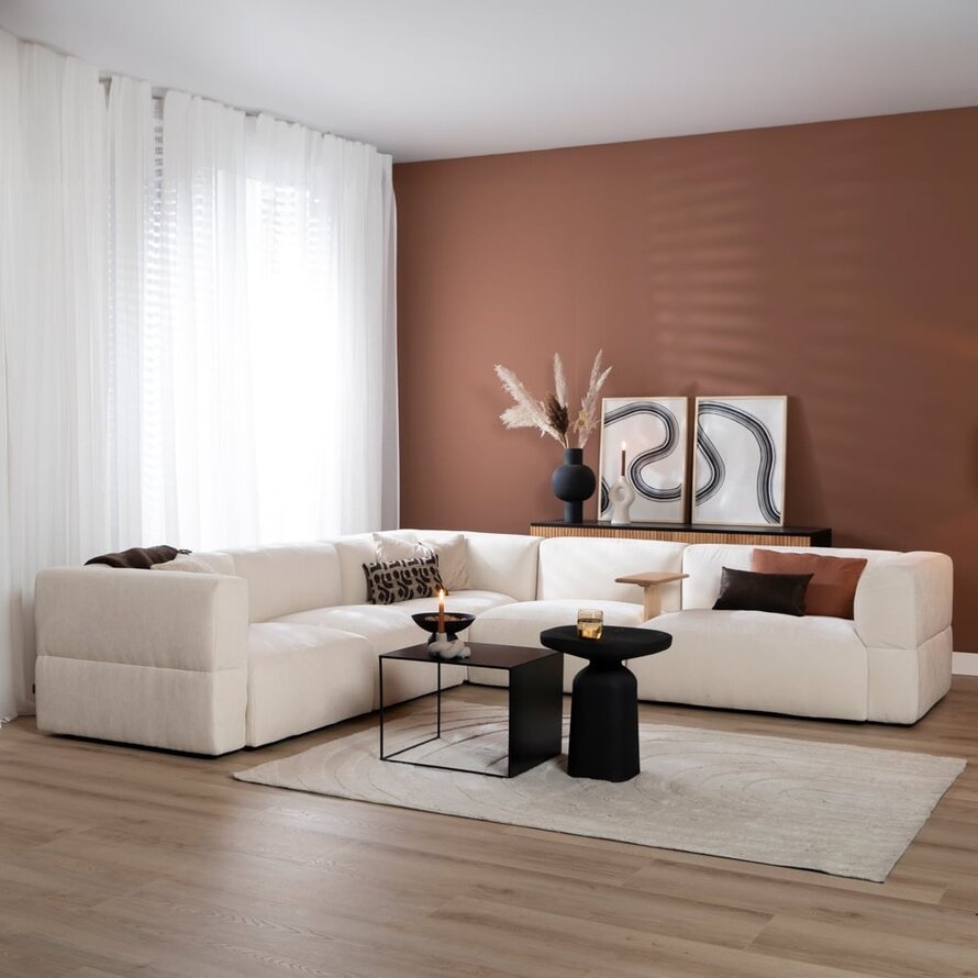 Ecksofa 6-Sitzer Karla Stoff weiß