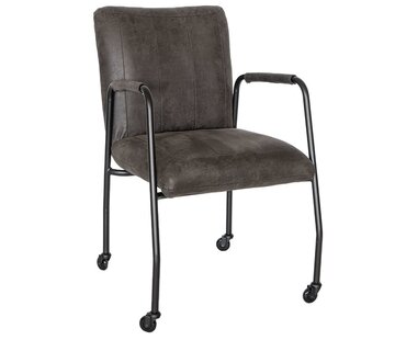 Bronx71 Polsterstuhl Mila auf Rollen Eco-Leder anthrazit