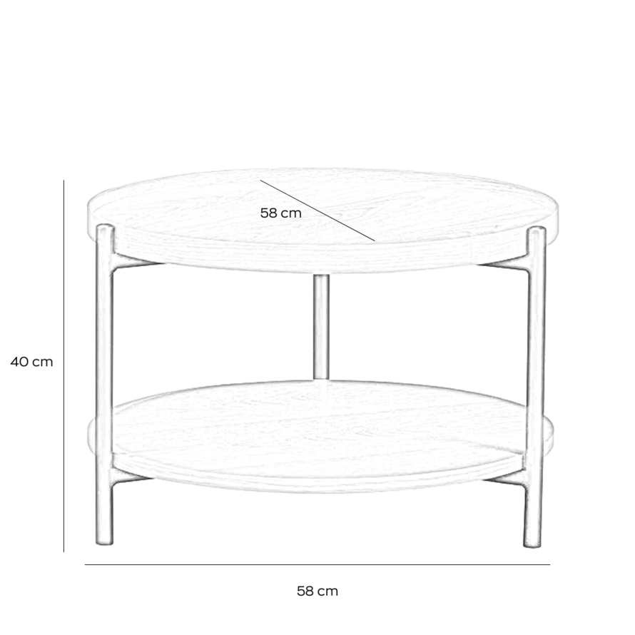 Couchtisch Rio rund Ø 58 cm Eiche schwarz