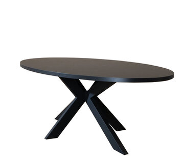 Bronx71 Esstisch Carl oval schwarz Melamin 270 x 130 cm