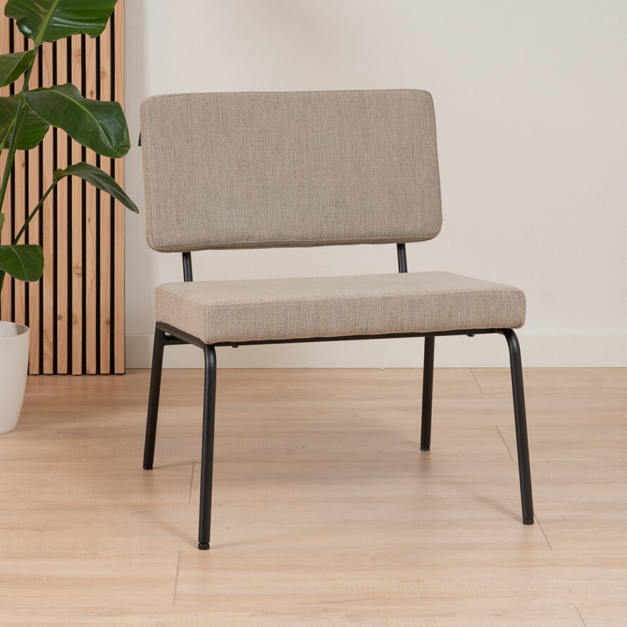Sessel Espen mit Hocker recycelter Stoff taupe