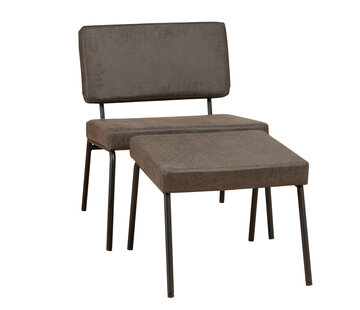 Bronx71 Sessel Espen mit Hocker Eco-Leder anthrazit