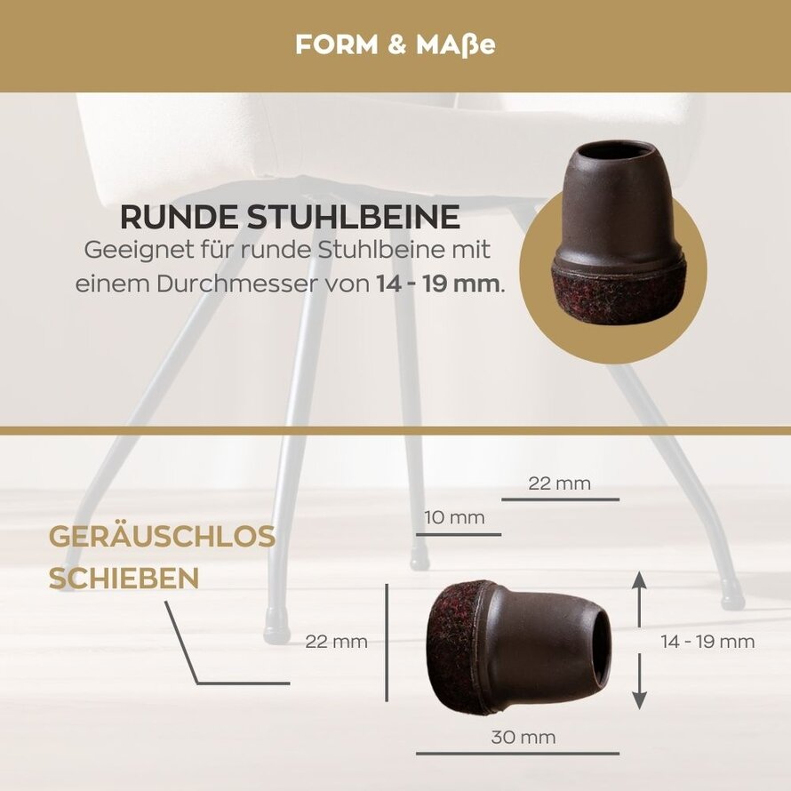 Filzgleiter 4er Set braun Ø14-19 mm