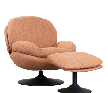 Bronx71 Sessel mit Hocker Isobel Leinen drehbar kupfer