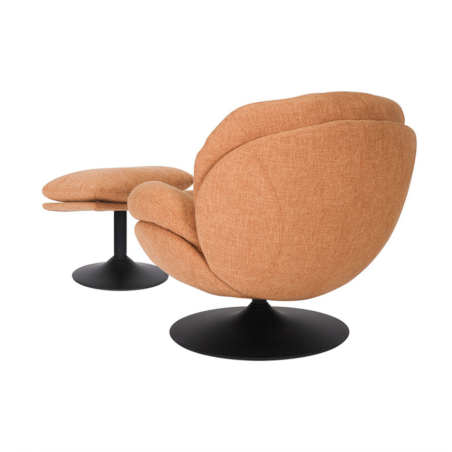 Sessel mit Hocker Isobel Leinen drehbar kupfer