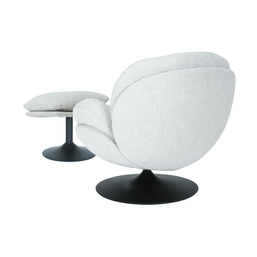 Sessel mit Hocker Isobel Leinen drehbar Off white