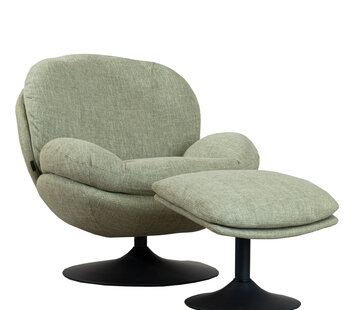 Bronx71 Sessel mit Hocker Isobel Leinen drehbar olivgrün