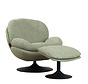 Sessel mit Hocker Isobel Leinen drehbar olivgrün