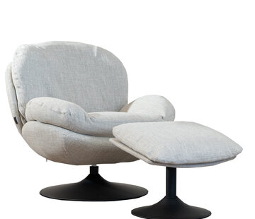 Bronx71 Sessel mit Hocker Isobel Leinen drehbar taupe