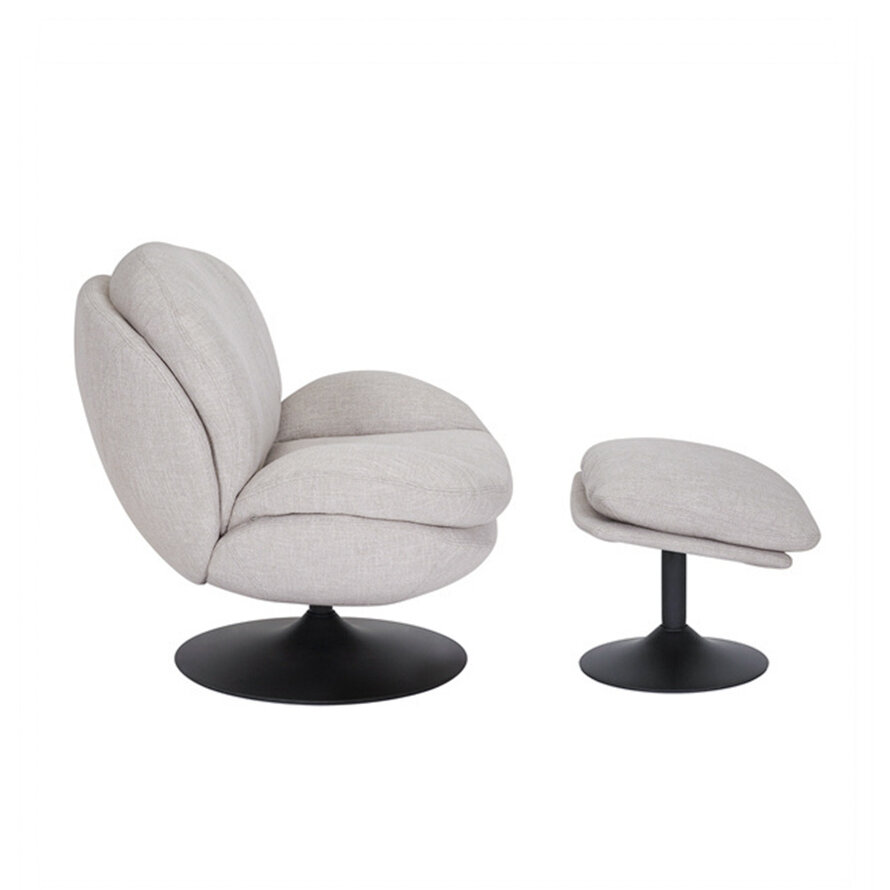 Sessel mit Hocker Isobel Leinen drehbar taupe