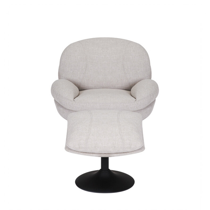 Sessel mit Hocker Isobel Leinen drehbar taupe