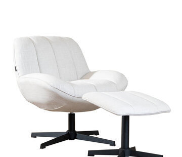 Bronx71 Sessel mit Hocker Santa Leinen drehbar Off white