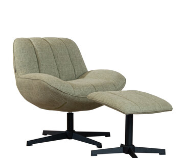Bronx71 Sessel mit Hocker Santa Leinen drehbar olivgrün