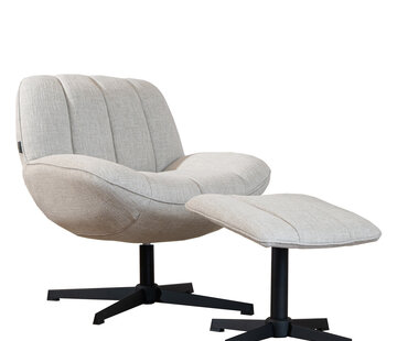 Bronx71 Sessel mit Hocker Santa Leinen drehbar taupe