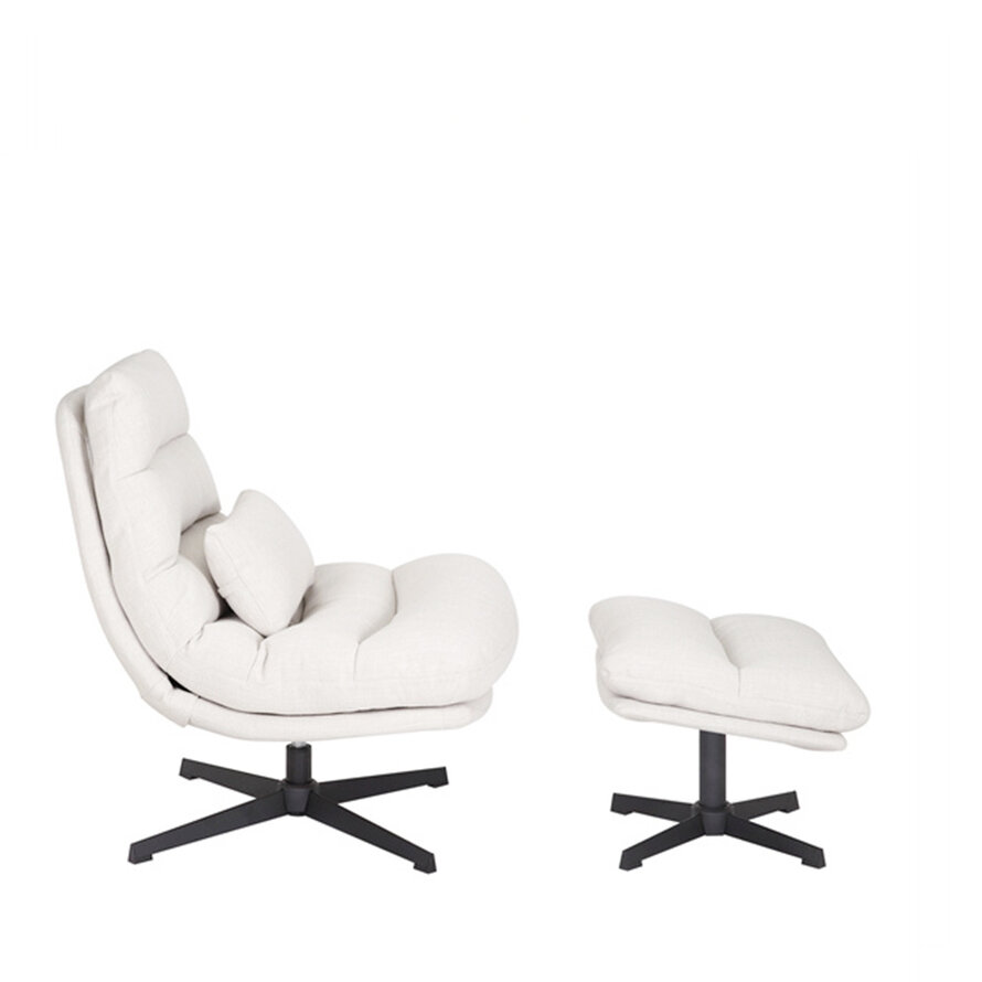 Sessel mit Hocker Cristo Leinen drehbar Off white