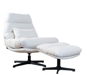 Bronx71 Sessel mit Hocker Cristo Leinen drehbar Off white