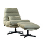 Sessel mit Hocker Cristo Leinen drehbar olivgrün