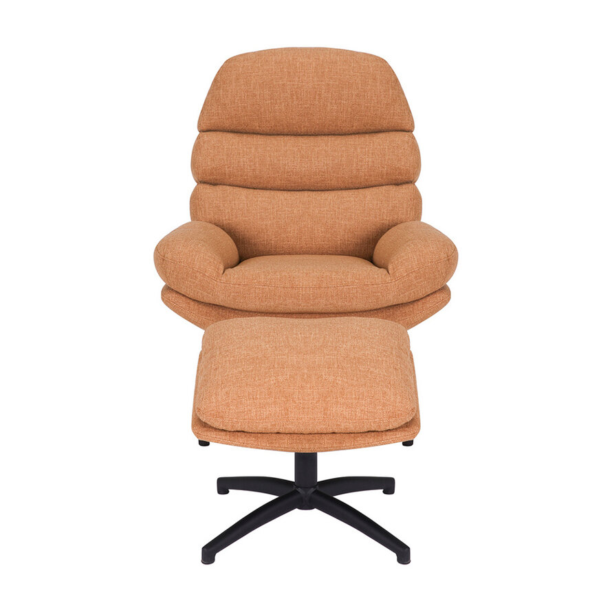 Sessel mit Hocker Palma Leinen drehbar kupfer