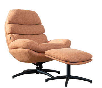 Bronx71 Sessel mit Hocker Palma Leinen drehbar kupfer