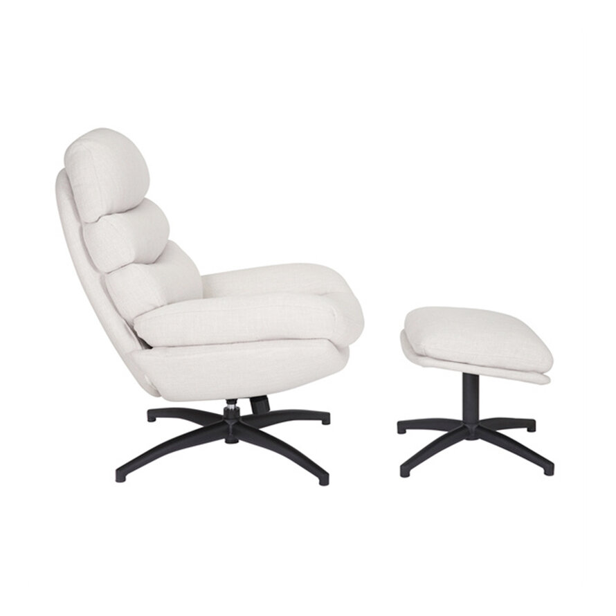 Sessel mit Hocker Palma Leinen drehbar Off white