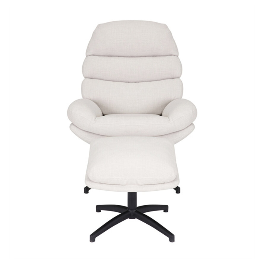 Sessel mit Hocker Palma Leinen drehbar Off white