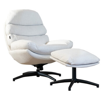 Bronx71 Sessel mit Hocker Palma Leinen drehbar Off white