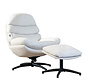 Sessel mit Hocker Palma Leinen drehbar Off white