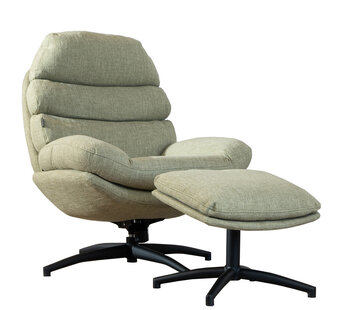 Bronx71 Sessel mit Hocker Palma Leinen drehbar olivgrün
