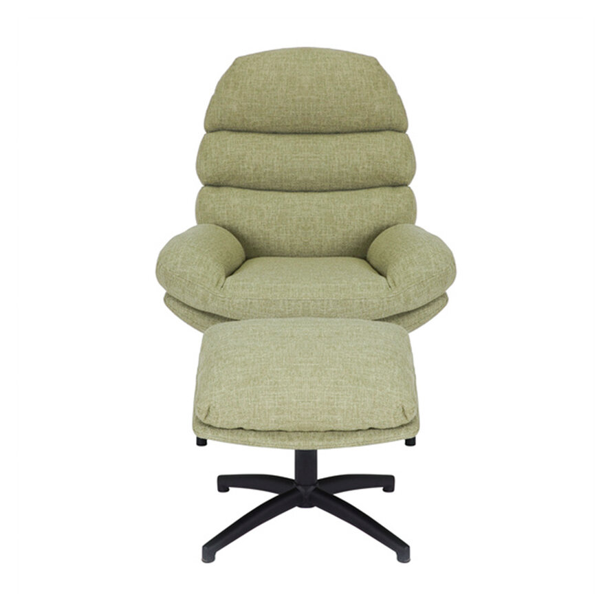 Sessel mit Hocker Palma Leinen drehbar olivgrün