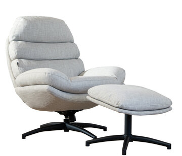 Bronx71 Sessel mit Hocker Palma Leinen drehbar taupe