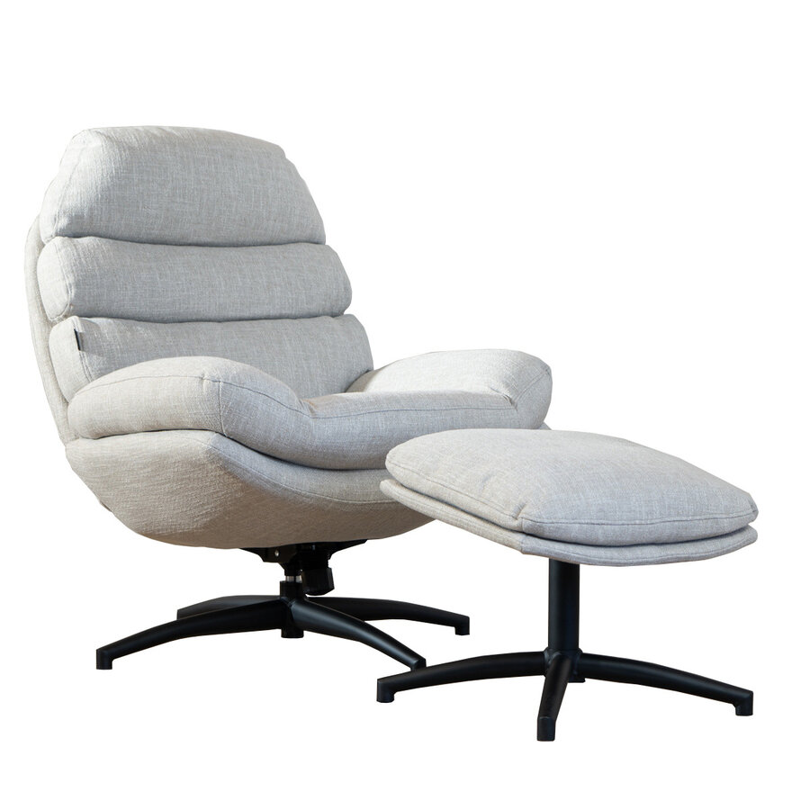 Sessel mit Hocker Palma Leinen drehbar taupe