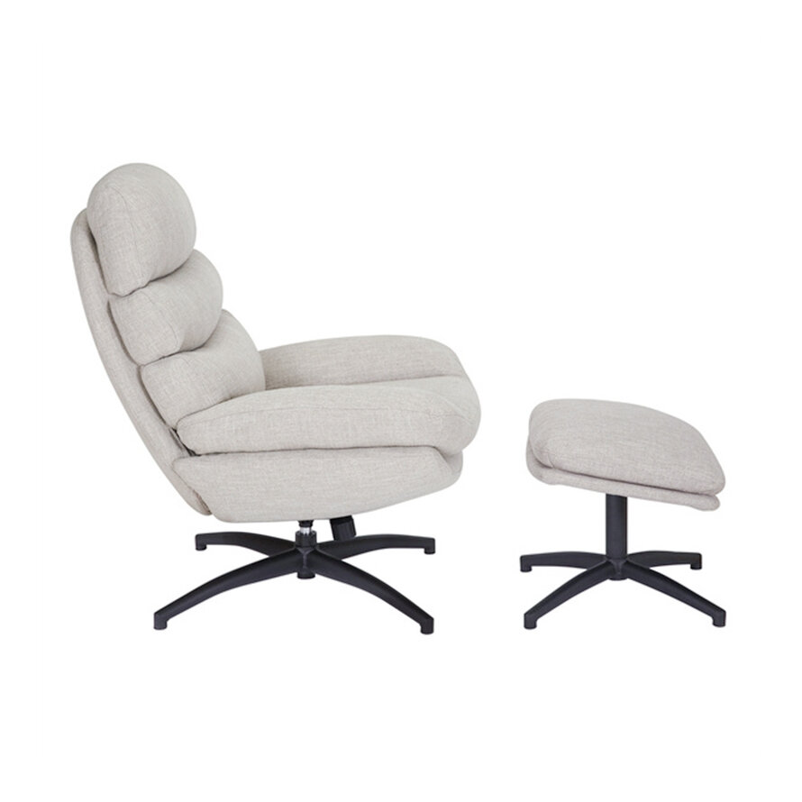 Sessel mit Hocker Palma Leinen drehbar taupe