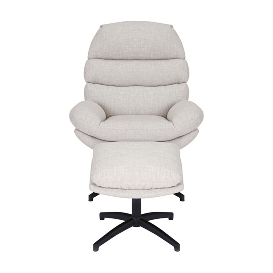 Sessel mit Hocker Palma Leinen drehbar taupe