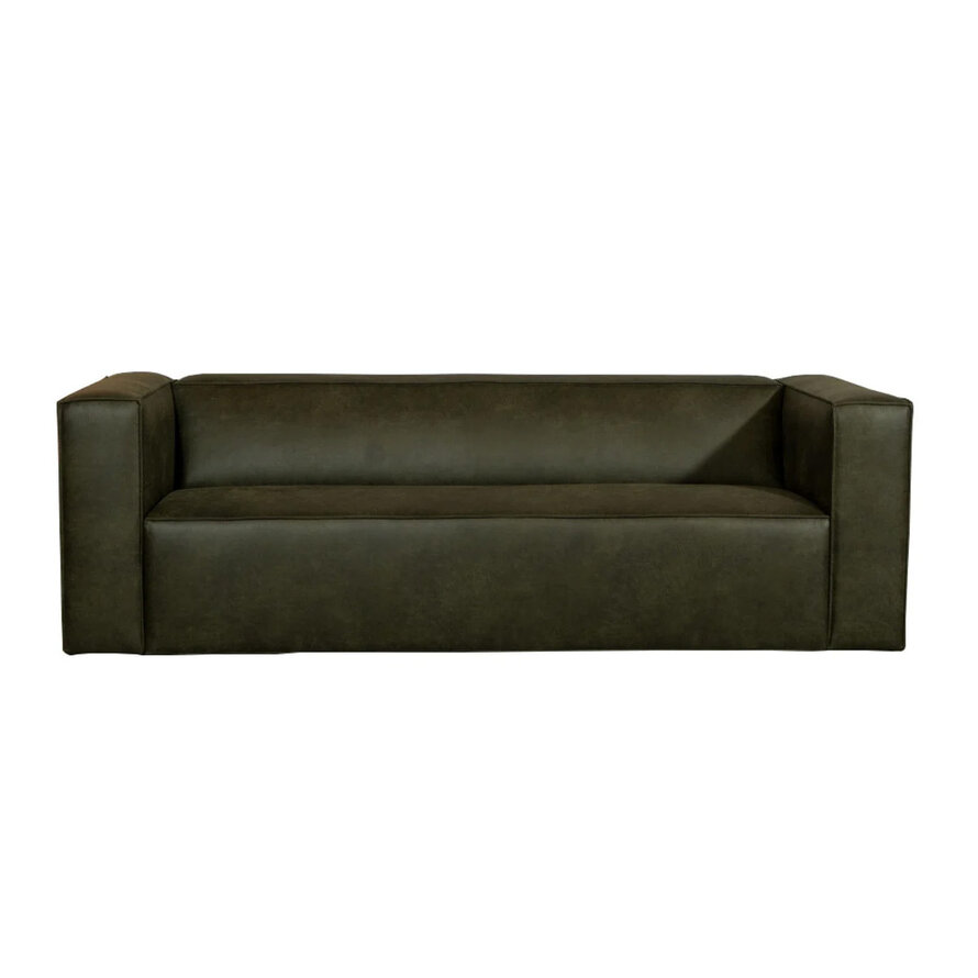 Leder Sofa Memphis 3-Sitzer olivgrün