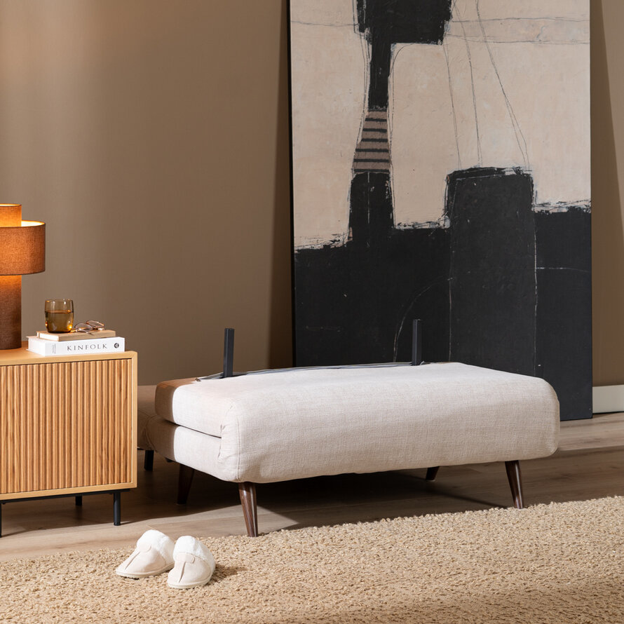 Schlafsofa 1,5-Sitzer Kristian recycelter Stoff beige