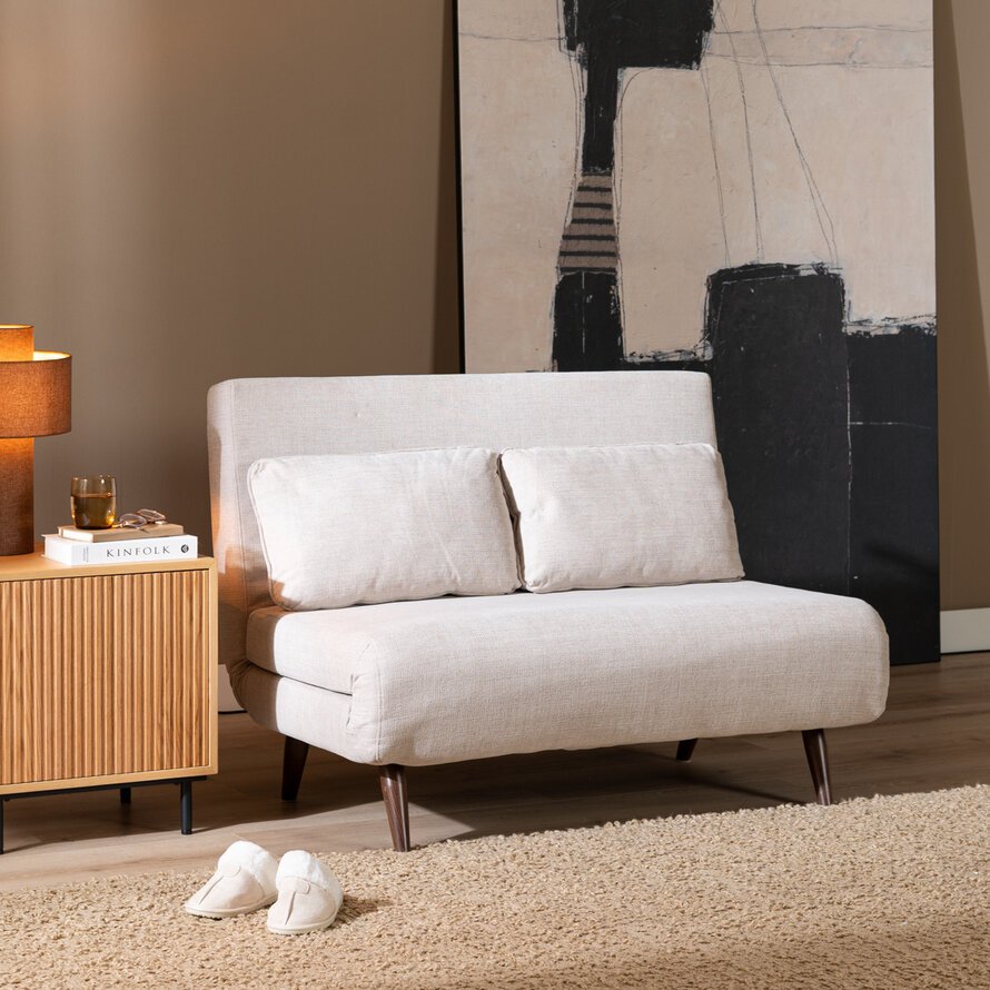 Schlafsofa 1,5-Sitzer Kristian recycelter Stoff beige
