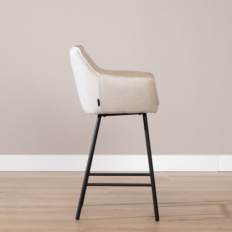 Barhocker Ciara Off white Leinen 65 - 78 cm