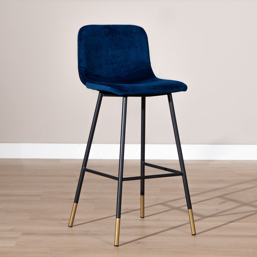 Gastro Barhocker Samt Mikky blau 68-79 cm