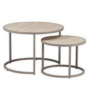 Bronx71 Couchtisch Set Sef Ø50 / 70cm Travertin beige
